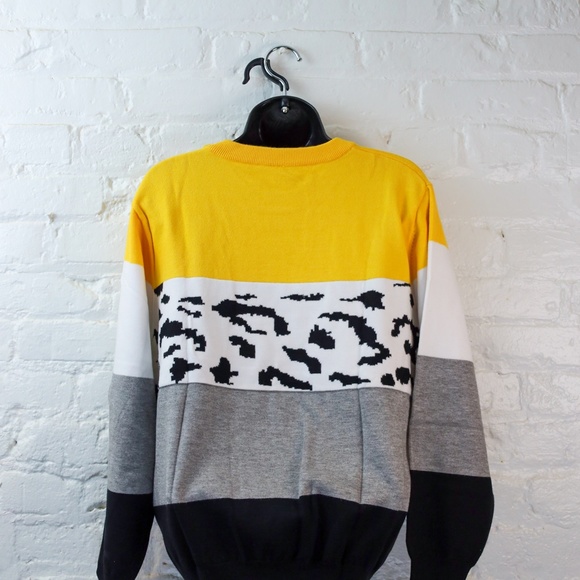 OnlyPuff Women Knitted Sweater Striped Long-Sleeve Leopard Pullover Top - Picture 5 of 10